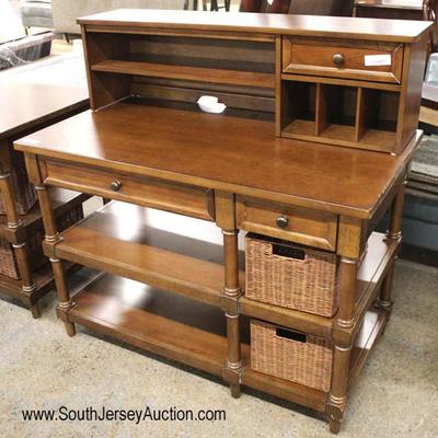  QUALITY SOLID Mahogany Desk with Hutch Top and Storage Baskets 