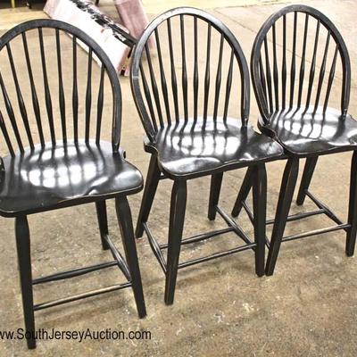  Set of 3 Country Windsor Style Bar Stools 