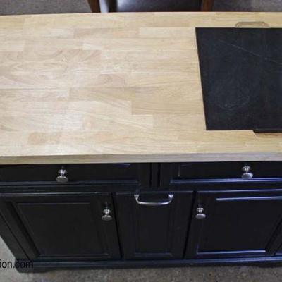  Contemporary Butcher Block Top with Marble Top Insert Cutting Board Kitchen Work Island 