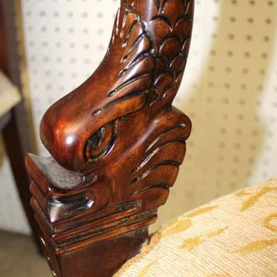 Mahogany Frame 3 Piece Upholstered Bird Carved Parlor Set 