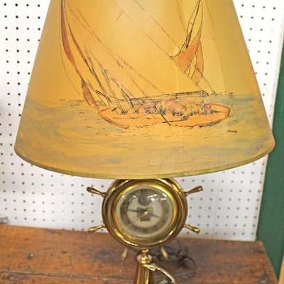  VINTAGE â€œIngraham Electricâ€ Brass Ship Lamp Clock with Shade 