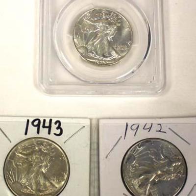  Selection of Silver Walking Liberty Half Dollars â€“ Some Graded 