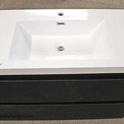  NEW 36â€ Marble Top Floating Modern Bathroom Vanity 