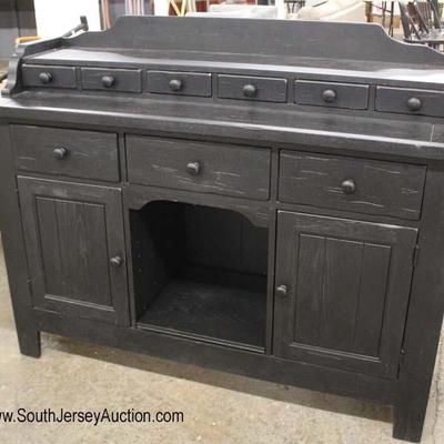  Country Style â€œVaughan-Bassett Furniture Companyâ€ Black Distressed Wood Step Up Buffet 