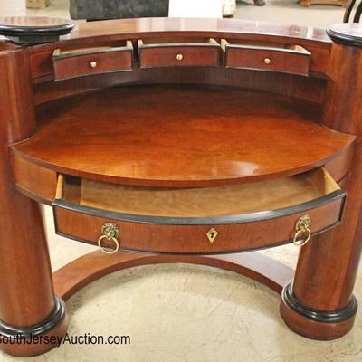  NICE CLEAN â€œCentury Furnitureâ€ Burl Mahogany Inlaid Arched Desk 