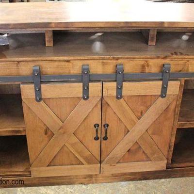  (2) NEW Barn Style Door Rustic Media Buffet with Fireplace 