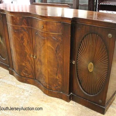  Serpentine Front Burl Mahogany Fancy Credenza 