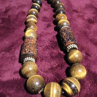 MLC193 Tiger Eye Beaded Necklace