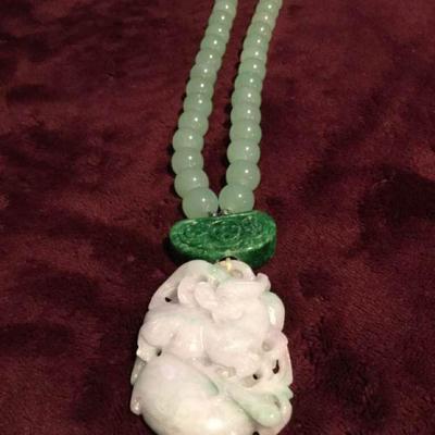 MLC177 Green Jade Pendant Necklace