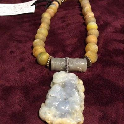 MLC170 Honey Yellow Jade Pendant Necklace