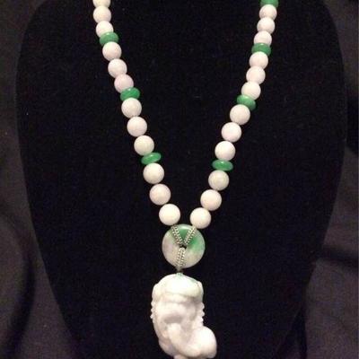 MLC115 Jade Carved Tiger Necklace
