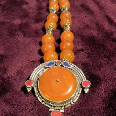 MLC056 Carnelian Coral Pendant Necklace