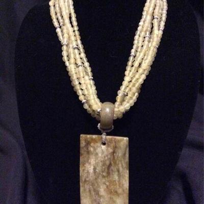 MLC116 Celadon Jade Beaded Necklace