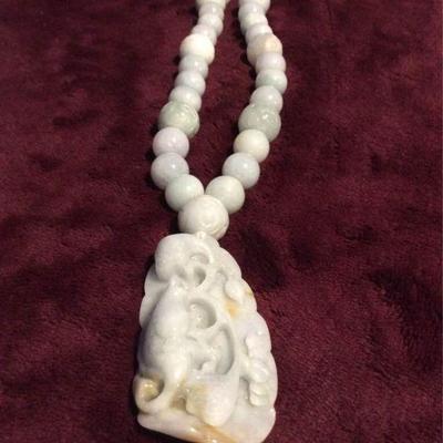 MLC161 Natural Jade Pendant & Beads Necklace