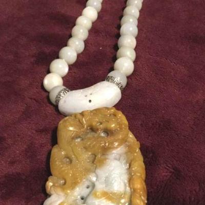 MLC190 Double Color Jade Pendant Necklace