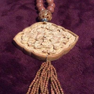 MLC173 Antique Pendant on Beaded Necklace
