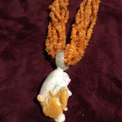 MLC194 Jade Pendant on Eight Strand Necklace