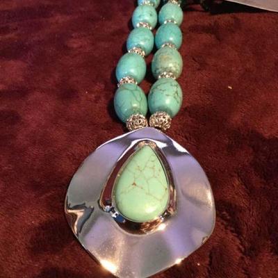 MLC071 Turquoise Teardrop Pendant Necklace