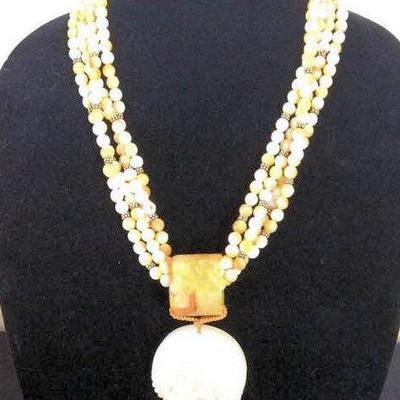 MLC001 Rare 4 Strand Mother of Pearl Dragon Necklace 