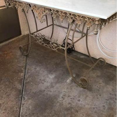 Marble Top Console Table on Cast Iron Legs