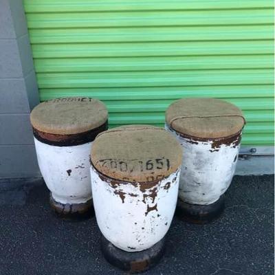 Rustic Clay Stools with Burlap Covered Lids