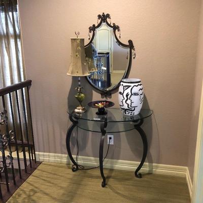 (No. 6) Iron and Glass Half Moon Console/Entry Table  
(No. 6.1) Mirror- 
