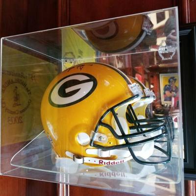 (No. 35) SOLD! Signed Full size Brett Favre for Green Bay helmet ~ comes with COA- photo of Brett sighing it and case - $ 300