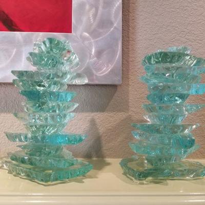 (No. 28) Unique glass candlestick holders ~ Handmade  - $40