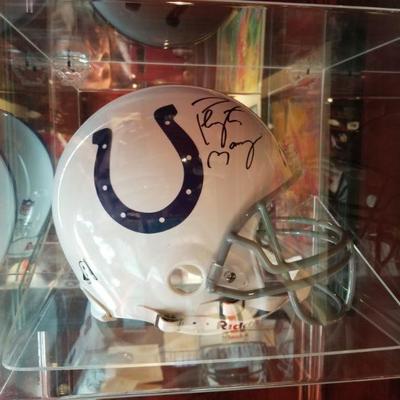 (No. 34) SOLD Signed Full size Patton Manning for Colts helmet ~ comes with COA- photo of Patton sighing it and case - 