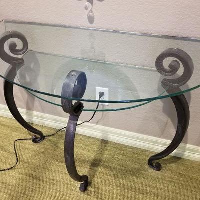 (No. 6) Iron and Glass Half Moon Console/Entry Table  $200
