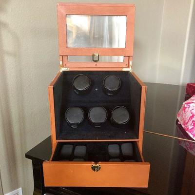 #308- Orbita Watch Winder- Holds 5 Watches- pull out tray for more storage- Faux Leather finish- Beautiful Quality! $300