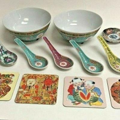 https://www.ebay.com/itm/124045164029 SM2024: ASIAN BOWLS/SPOONS/COASTERS LOT OF 12 PCS