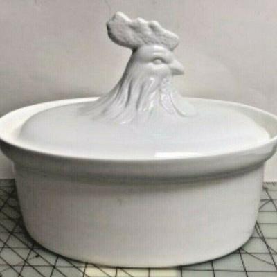 https://www.ebay.com/itm/114152353308 SM3044: OVAL WHITE CERAMIC POT WITH ROOSTER LID