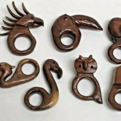 https://www.ebay.com/itm/114065235398 WY3016: 7 HANDMADE WOOD BIRD NAPKIN RINGS