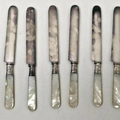 https://www.ebay.com/itm/114065314488 SM012: SET OF 10 BUTTER KNIVES STERLING SILVER AND MOTHER OF PEARL FROM NOLA 