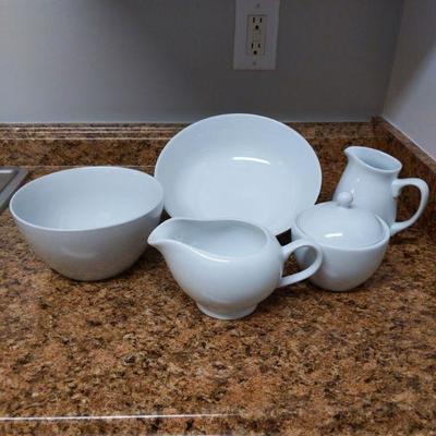 Fitz and Floyd Everyday White Porcelain Serving Pieces