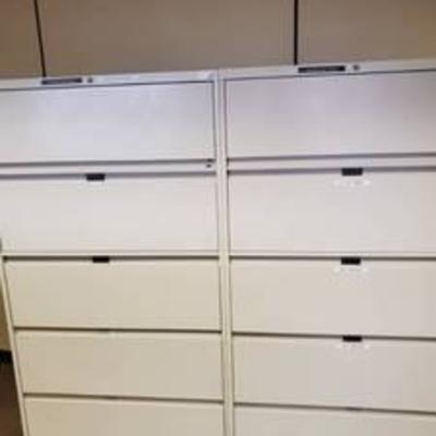Steelcase 4 Drawer Lateral File wUpper Storage wLift Out Door