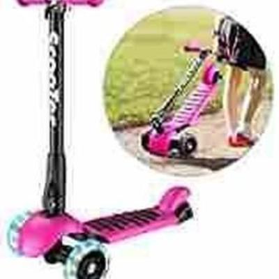 Banne Scooter Height Adjustable Lean to Steer Flashing PU Wheels 3 Wheel Kick Scooters for Kids Boys Girls