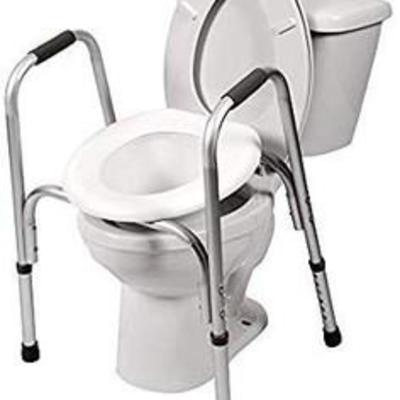 Raised Toilet Seat and Safety Frame