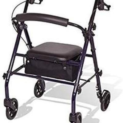 Carex Steel Rollator Walker with Seat and Wheels - Rolling Walker for Seniors