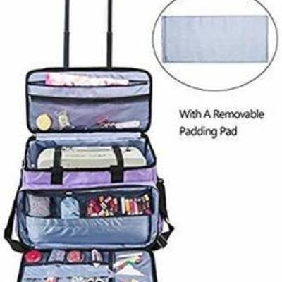 Luxja Rolling Sewing Machine Bag with Removable Pad and Shoulder Strap, Rolling Tote Bag for Sewing Machine and Extra Sewing Accessories,...