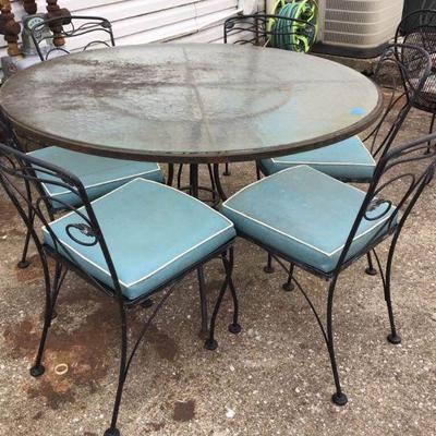 Vtg Wrought Iron Table & Chairs