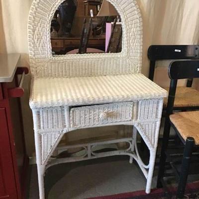 White Wicker Vanity