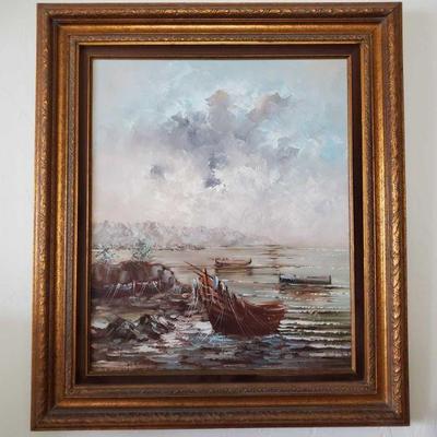 Framed Painted Canvas-Signed
Appears to be signed by Nobert. Measures approx 28"Ã—32"