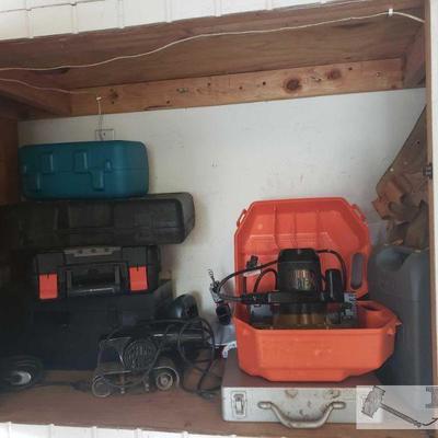 Skil Saw Power Tool, Tool Boxes and More!
Items include Skilsaw model number 5275, empty tool boxes, drills, tool belt.
 	