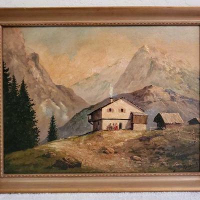 Framed Canvas Painting-Signed
Artists Unknown, Measures Approx 28Ã—22