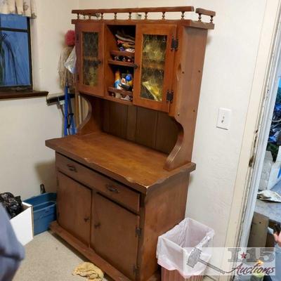 Wooden hutch with cabinets and drawer approx 41x20x70, Items on shelves or in cabinets are NOT included