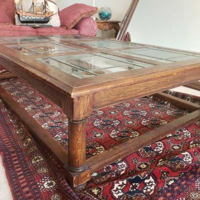 Glass Top Wooden Coffee Table and Carpet
Measures approx 60" x 42" x 16" Carpet measures approx 62"x96"