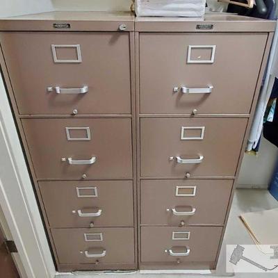 2 Metal Filing Cabinets approx 18" Long x 52" High and 28.5 Wide 