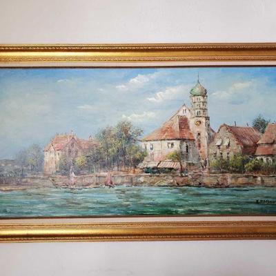 Framed Painted Canvas- Signed
Appear to be signed by X.Rabous. Measures Approx 31"Ã—55"